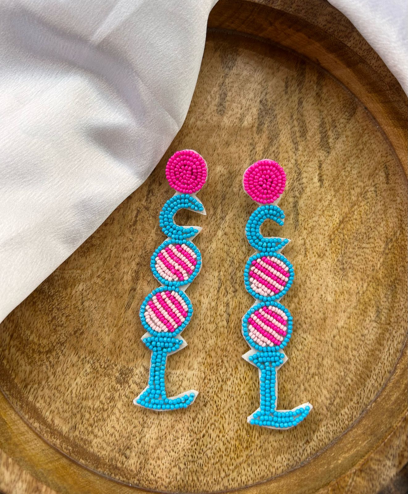 Cool Blue Beaded Earrings