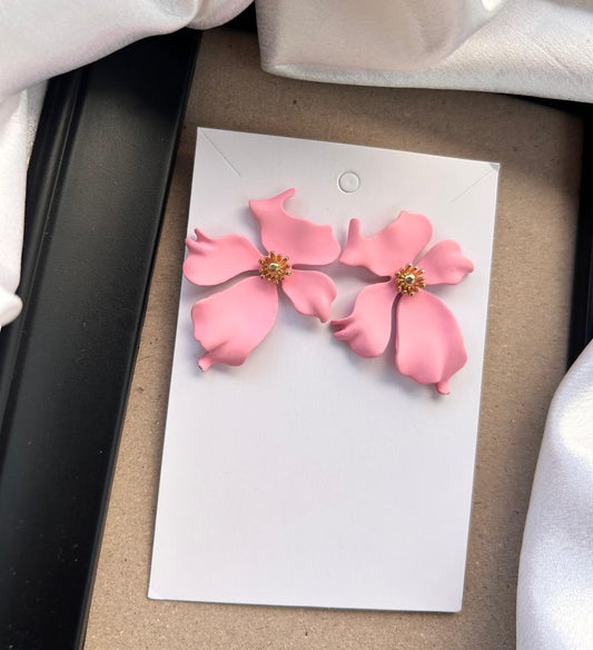 Floral Statement Studs Pink